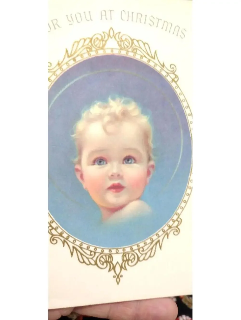 Vintage 20s 30s 50s Baby Christmas Card RUST CRAFT Card Rare Victorian Christmas